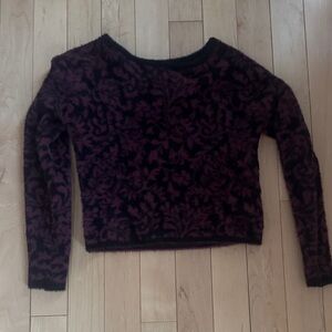 Tahari Black and Maroon Floral Sweater